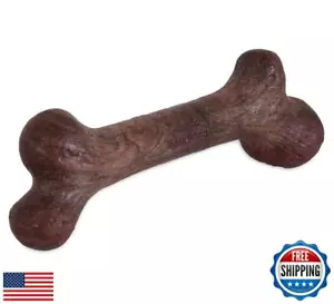 Pet Qwerks Dinosaur BarkBone - Nylon Dog Bone for Aggressive Chewers - Steak - Picture 1 of 3
