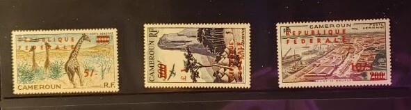 Estampillas de Camerún - #C38-C40 - jirafas, etc. Sobreimpresión/recargado - MNH XF 1961 Foto 1 de 1