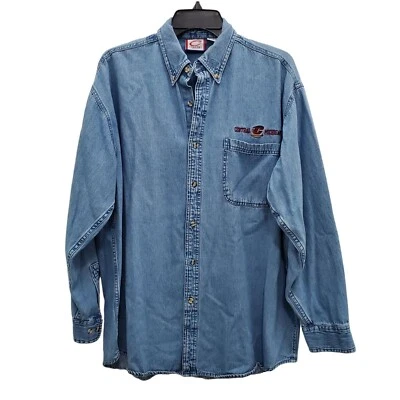 Camisa de mezclilla con botones Cadre Athletic para hombre vintage Central Michigan LS talla XL Foto 1 de 4