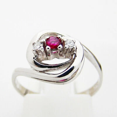 Ring Weißgold 585er Diamanten Rubin 14 kt Goldschmuck Edelsteine Damen - Bild 1 von 4