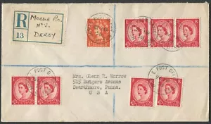 GB Stamps 1957-8 Graphites SG565+ Cover Reg Mo PO 3 Derby to Swarthmore PA USA - Picture 1 of 9