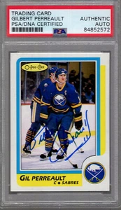 GIL PERREAULT HAND SIGNED 1986 O-PEE-CHEE CARD SABRES HOF PSA SLABBED - Picture 1 of 2