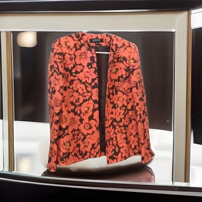 Kasper Womens Sz 8 - 100% Silk Long Sleeve Floral  Orange/Brown Suit  Blazer - Image 1 of 4
