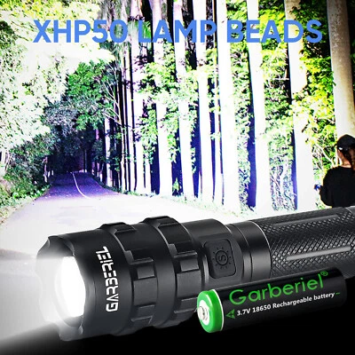 GARBERIEL Super Bright 90000LM P50 Tactical LED Flashlights Torch Rechargeable w/ Battery