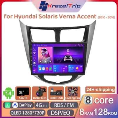 KRAZELTRIP 8 Core Car Radio for Hyundai Solaris Verna Accent 2010 - 2016 Carplay QLED DSP