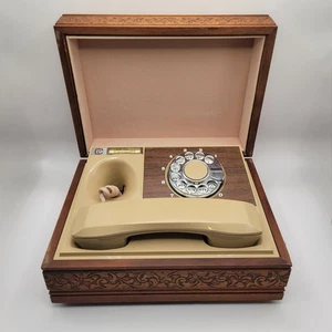 Teléfono giratorio DECO-TEL años 70 caja de madera sintética componentes eléctricos occidentales - Imagen 1 de 7