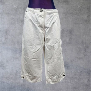 Woolrich White Microfiber Straight Leg Cargo Capri Pants Size 12 Women's P62 - Picture 1 of 8