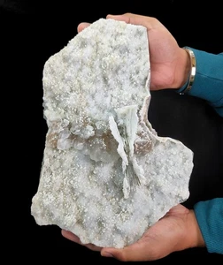 Big Natural Calcite Crystals & Gyrolite Balls On Prehnite Matrix Minerals -#E859 - Picture 1 of 10