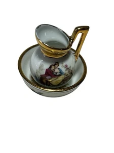 Limoges France Antique Porcelain Bowl & Pitcher Dollhouse Miniature - 2 Piece - Picture 1 of 5