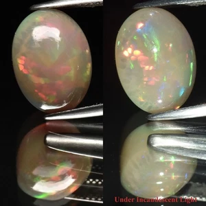✨ 6.42ct Oval Cabochon Natural White Opal - Lustrous Color Play, Ethiopia Gem - Picture 1 of 6