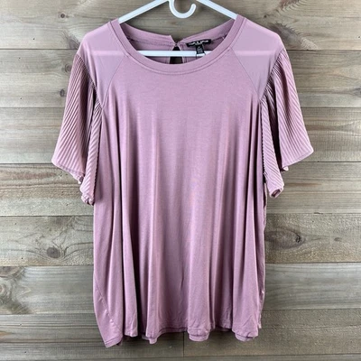 Camisa Blusa Mujer Cable & Gauge Manga Corta Plisada Gasa Talla 2X Foto 1 de 4