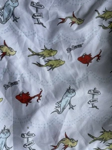 Dr Seuss Fitted Crib Sheet One Fish Two Fish Trend Lab Polyester - Picture 1 of 7