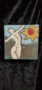 Marina Bosetti Signed Nude Tile Hand-Painted Ceramic Plaque Revival Landscape - Picture 1 of 8