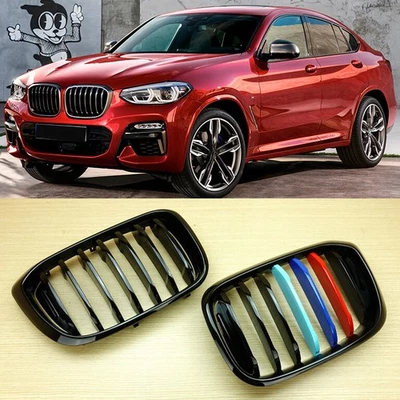 Front Hood Kidney Grille M-Color Shiny Black For BMW X3 G01 X4 G02 2018 ~ 2020 - Image 1 of 4