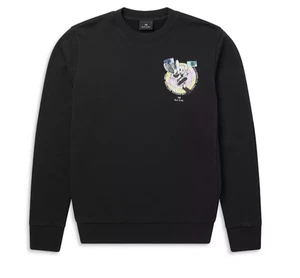 PS Paul Smith graphic-print Black Bunny World Sweatshirt S New M2R-027R-JP3440 - Picture 1 of 7