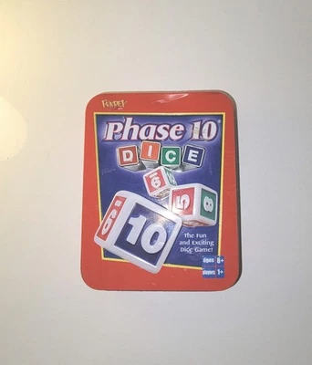 2004 Fundex Phase 10 Dice Game With Score Sheets, 10 Extra Dice And Storage Tin  - Image 1 of 4