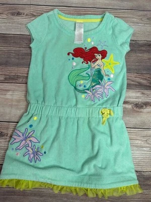 Niñas Disney Princesa Sirenita Bordada Terry Tela Natación Cubierta Talla 6/8 Foto 1 de 4