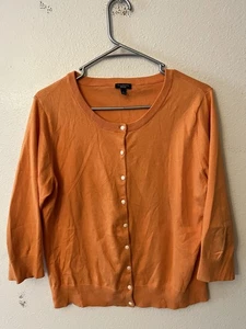 Suéter Talbots Mujer Mediano Sólido Cárdigan Grande Naranja Manga 3/4 Algodón - Imagen 1 de 5