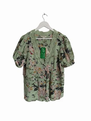 Blusa Top Monzón Azi Floral PVP £45 Borde de Encaje Verde Talla 18 Foto 1 de 4