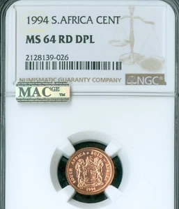 1994 SOUTH AFRICA CENT NGC MS64 RD DPL MAC SPOTLESS * - Picture 1 of 2