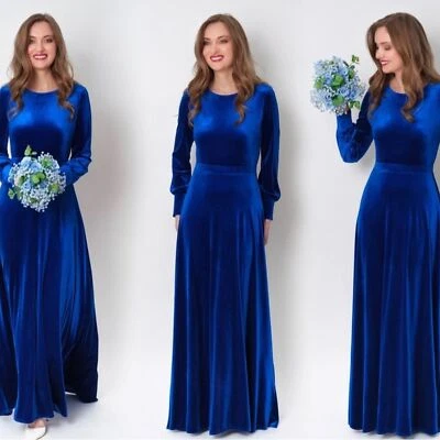 Vestido de terciopelo azul real estilo envolvente  Foto 1 de 4