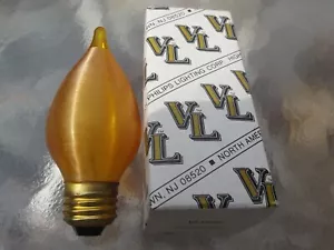 TWO PHILLIPS 40 WATT C15 EMBERSCENT, SPUN AMBER MEDIUM BASE, CANDLE FREE SHIP! - Picture 1 of 4