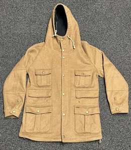 BARBOUR Talla 42 Grande Para Hombres Lana Capucha Chaqueta de Campo Abrigo Cremallera Completa Marrón Caza - Imagen 1 de 4