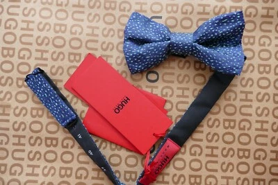 Nuevo Hugo BOSS para hombre unisex azul seda inteligente esmoquin graduación traje de boda camisa moño corbata Foto 1 de 4