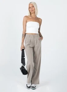 Princess Polly archer pants pinstripe beige.  Wide leg casual.  Sz 10 - Picture 1 of 9