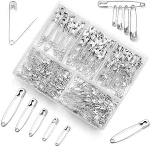 280 Pack 1-2.2 inch Safety Pins Assorted Size Rust-Resistant Nickel Plated Steel - Picture 1 of 7