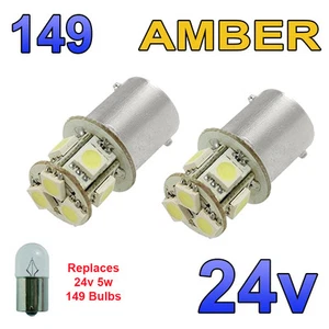 2 x Bernstein 24 V LED BA15s 149 R5W 8 SMD Nummernschild Innenraum Glühbirnen LKW - Bild 1 von 4