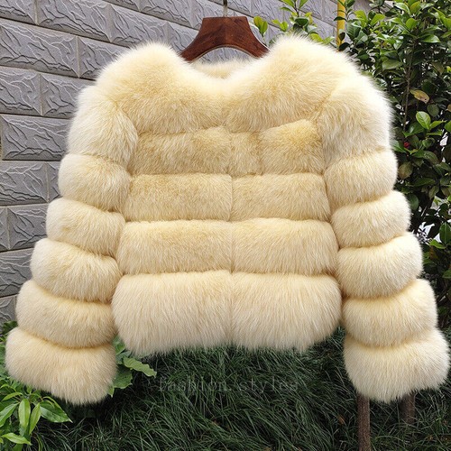 OFF WHITE Pelliccia di volpe invernale staccabile alla moda cappotto corto slim per donna giacca calda
