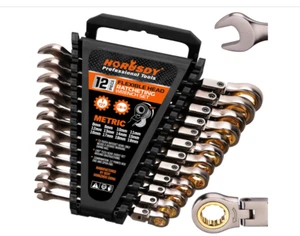 HORUSDY 12-Piece Metric Flex-Head Ratcheting Wrench Set Set with Organizer | 8- - Picture 1 of 1