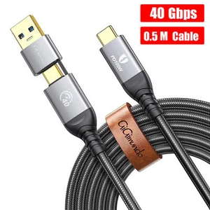 2 in 1 USB 4 40Gbps Charger Cable USB A/C to USB-C Type-C Fast Charging 1.6ft - Picture 1 of 9