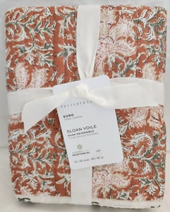 Pottery Barn Euro Sloan Voile Quilted 1-Sham 26" x 26" Terracotta - Picture 1 of 2