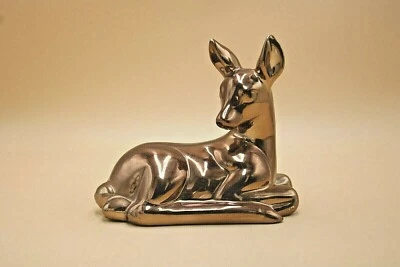Tiziano Design Keramik Hirsch Figur Deko Bronzefarbe Keramikfigur H 14 cm - Bild 1 von 4
