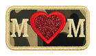 I Love You Mom Heart Embroidered Patch Green Camo/Gold Iron-On Sew-On Shirt Hat