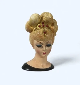 Lefton 3518 Lady With Tierra Crown Head Vase 8 Inches Tall - Picture 1 of 9