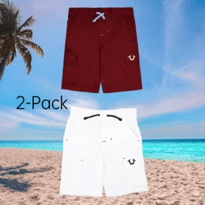 Paquete de 2 pantalones cortos tecnológicos True Religion para niños talla 6, baúles de playa híbridos, traje de baño - Imagen 1 de 4