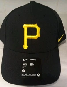 Pittsburgh Pirates Nike Club Cap Black M/L Strap Dri Fit Gold Logo/Swoosh Hat - Picture 1 of 9