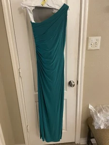 Ralph Lauren evening wear one shoulder rouched rhinestone dress Sz 2 Kelly Green - Picture 1 of 9