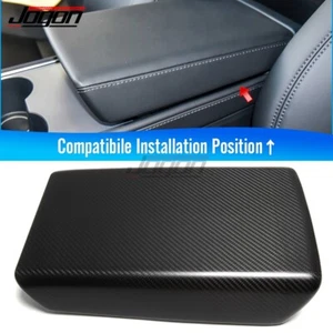 Matte Carbon Armrest Storage Box Cover Trim For Tesla Model 3 17-22 Model Y 20+ - Picture 1 of 9