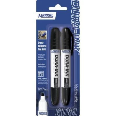 Markal Dura-Ink #55 Chisel Tip Black Marker - 2 Pack Industrial Strength - Image 1 of 4