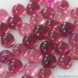 Natural Tourmaline Round  4mm and 5mm Pink Cabochon Loose gemstone AA Quality - Picture 1 of 6