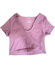 Wild Fable Women's Short Sleeve V-Neck T-Shirt(Cropped Top) Black Size Small - Picture 1 of 2