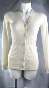 Theory maglione cardigan donna 100% cashmere colore panna taglia P o taglia 0-00 - Foto 1 di 8