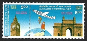 India 1998 Golden Jubilee of First Air India Intl coppia volo UK Big Ben Londra - Foto 1 di 2