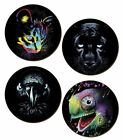 Ferox 4 Piece Coaster Set, Rainbow Cat, Panther, Raven, Chameleon, Hunters, Gift