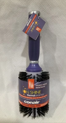 Conair Ion Shine Thermal Ceramics Purple Round Hair Brush Rubber Handle New 2004 - Image 1 of 4