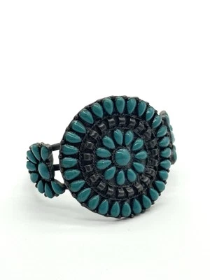 Vintage LIKE Native Zuni ENAMEL Turquoise Cuff Bracelet G1 - Image 1 of 4